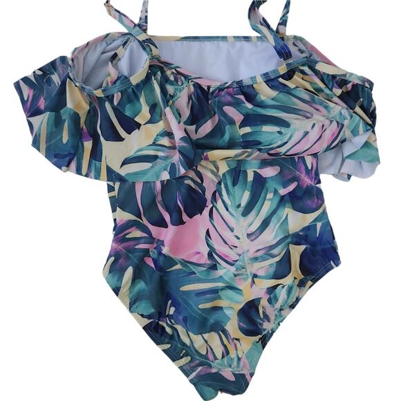 Venus One Piece Floral Swimsuit Size 10 Tropical Bathing Suit Palm Bathing Suit - Picture 2 of 4